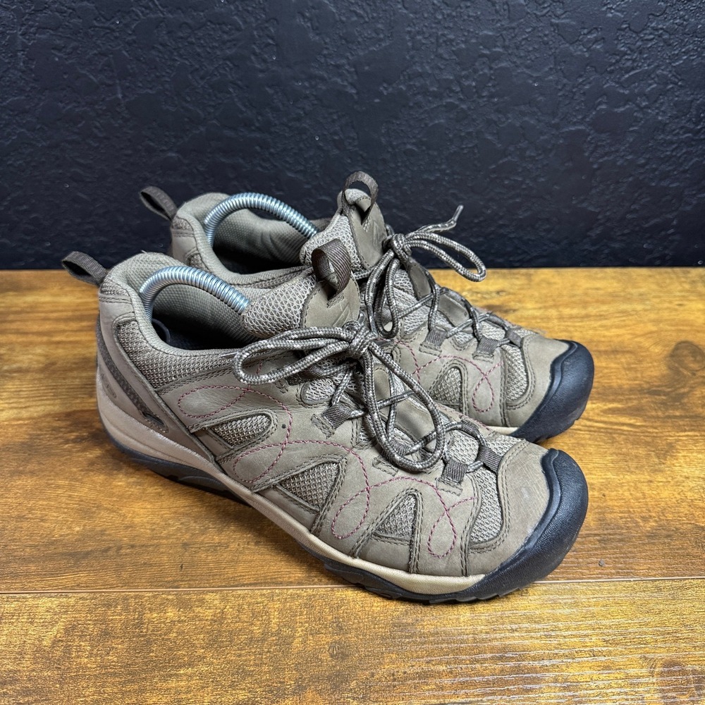 Keen Shasta WP Brown Leather Mesh Hiking Shoes Women 10 EU 40.5